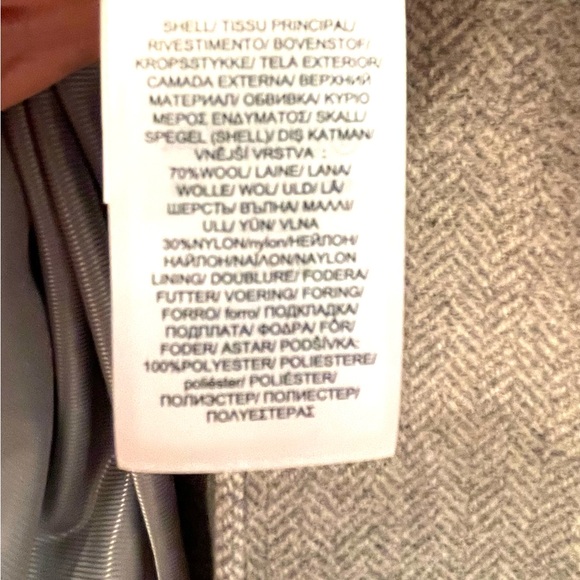 Ralph Lauren Gray Herringbone Wool Coat with Brown Strap Size 14 NWOT - Picture 7 of 7